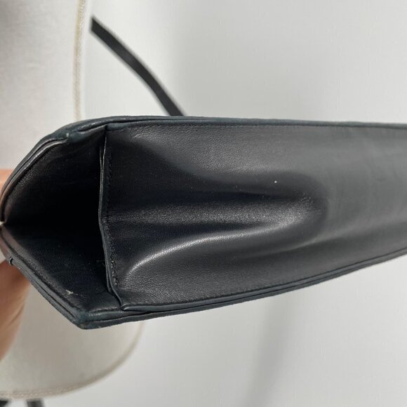 Bally Leather Black Brown Leather Crossbody Fold Over Purse Lightweight - Picture 9 of 13